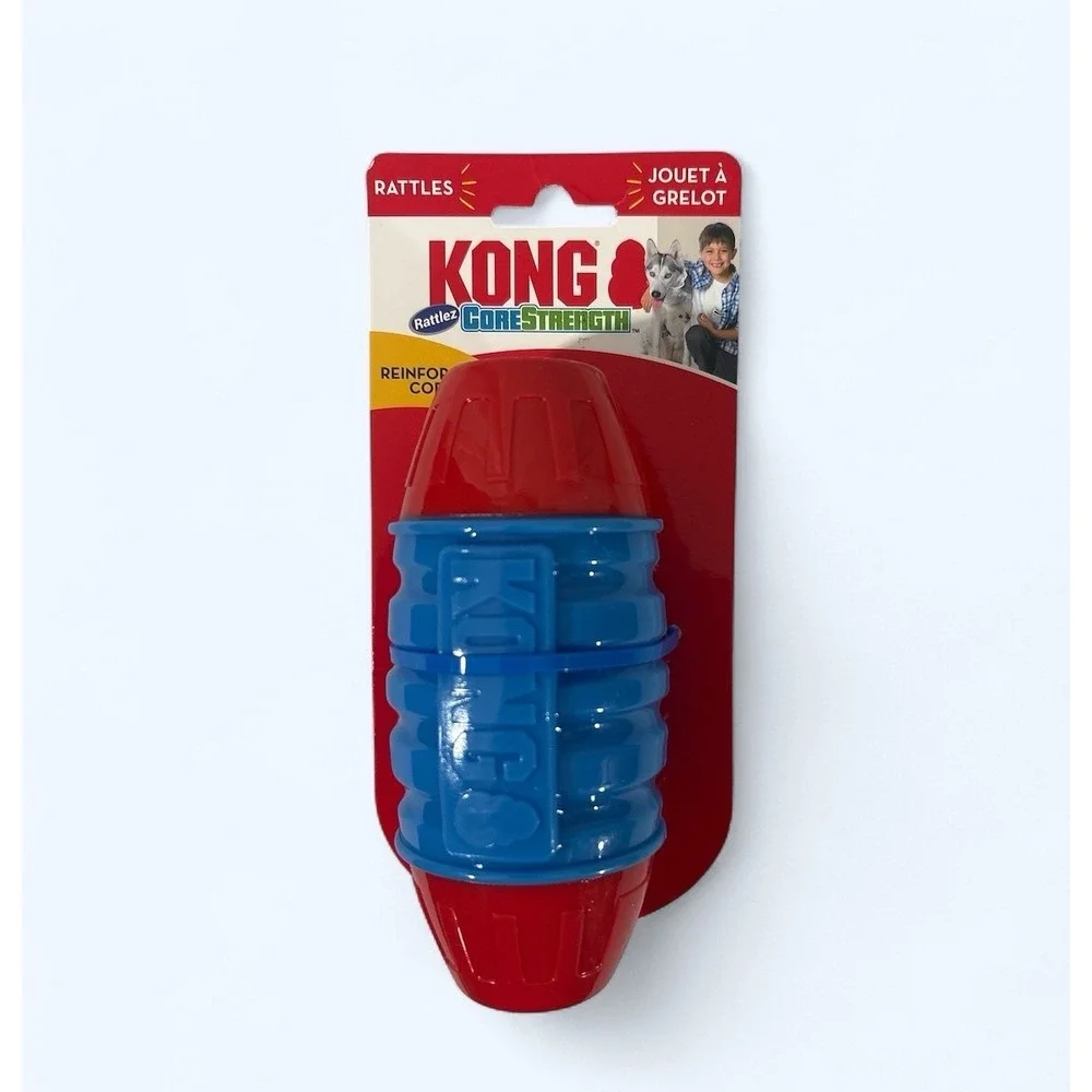 KONG CoreStrength Rattlez Durable Football MEDIUM/LARGE Fetch & Chew Dog Toy